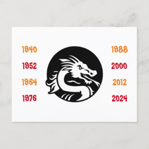 Chinese jaren van de draak 1940 tot 2024 briefkaart