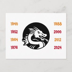 Chinese jaren van de draak 1940 tot 2024 briefkaart