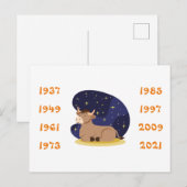 Chinese jaren van de Ox Briefkaart (Voorkant / Achterkant)