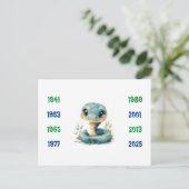 Chinese jaren van de slang 1941 tot 2025 briefkaart (Staand voorkant)