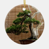 Chinese jeneverbes bonsai boom foto keramisch ornament (Voorkant)