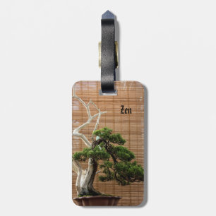 Chinese Juniper Bonsai Boom Fotonaam Bagagelabel