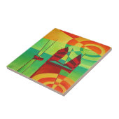 Chinese junks op nog steeds zweefvliegende Cubisti Tegeltje (Zijkant)