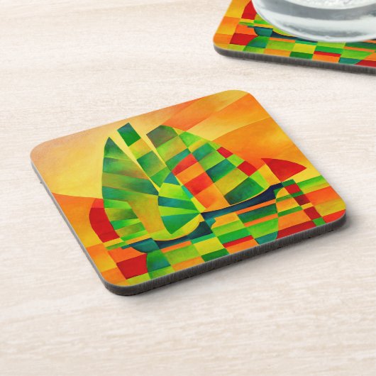 Chinese Junks, Sunset, Sails and Shadows Bold Bier Onderzetter (Linkerzijde)