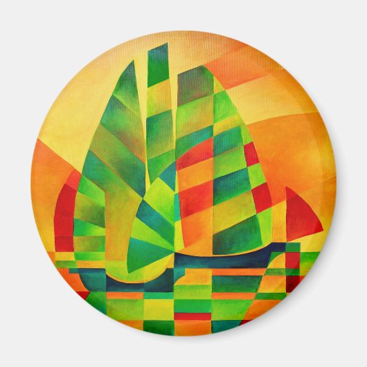 Chinese Junks, Sunset, Sails and Shadows Bold Magneet (Voorkant)