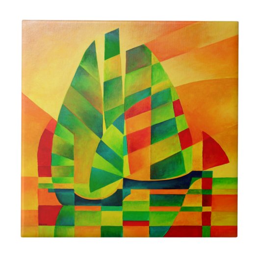 Chinese Junks, Sunset, Sails and Shadows Bold Tegeltje (Voorkant)