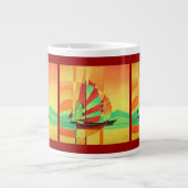 Chinese Junks zwaaien naar de kust in het Cubisme Grote Koffiekop (Voorkant)