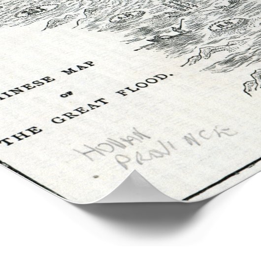 Chinese kaart van de Grote Overstroming Poster (Hoek)