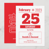 Chinese kalenderstijl save the date kaart (Voorkant / Achterkant)