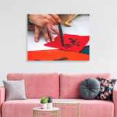Chinese kalligrafie demonstratie canvas print (Insitu (Woonkamer))