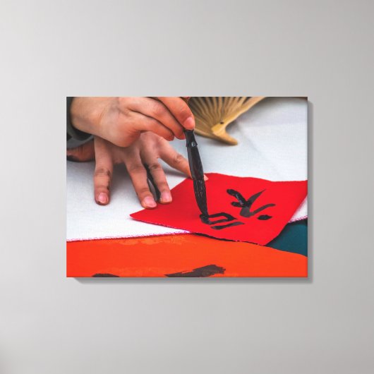Chinese kalligrafie demonstratie canvas print (Voorkant)