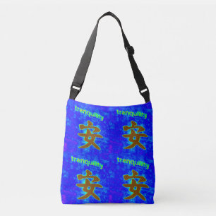 chinese kalmeringssymbool blauw crossbody tas