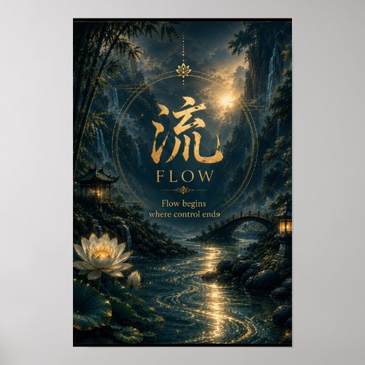 Chinese Karakter 流 Flow (Liú) Kunstprint Poster (Voorkant)