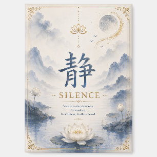 Chinese Karakter 静 Stilte (Jing) Lotus Magneet