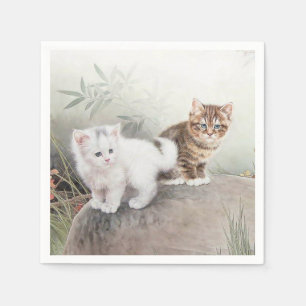 Chinese kat Art Two Kittens Servet