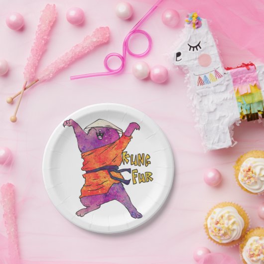 Chinese kat - Kies achtergrondkleur Papieren Bordje (Feest)