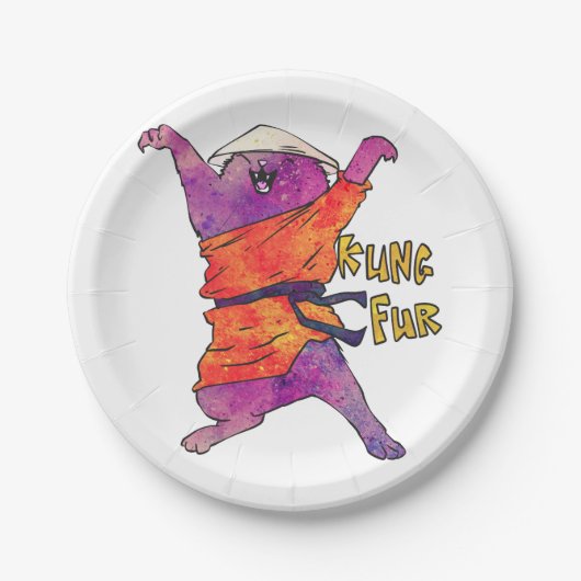 Chinese kat - Kies achtergrondkleur Papieren Bordje (Voorkant)