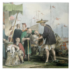 Chinese kat-kooplui uit 'China in een reeks Tegeltje