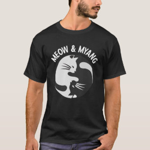 Chinese katten miauw en myang yin yang kat t-shirt
