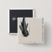 Chinese katvis vierkante button 5,1 cm (Voorkant /achterkant)