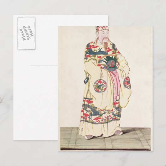 Chinese keizer in Ceremoniaal kostuum Briefkaart (Voorkant / Achterkant)
