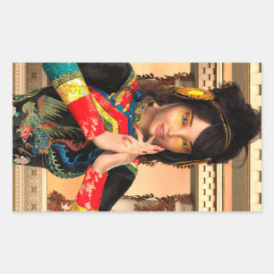 Chinese keizerin fantasyp-portretkunst rechthoekige sticker