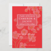 Chinese Kersenbloesem Roze Bruiloft Kaart (Voorkant)