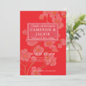 Chinese Kersenbloesem Roze Bruiloft Kaart (Staand voorkant)
