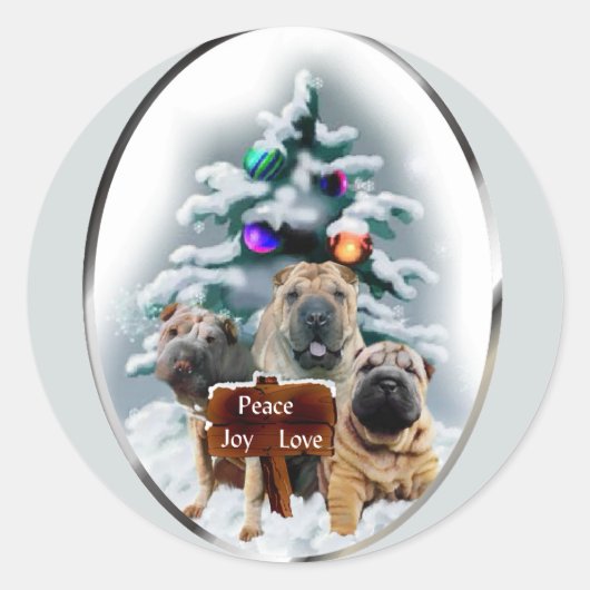 Chinese kerstcadeautjes met Shar-Pei Ronde Sticker (Voorkant)