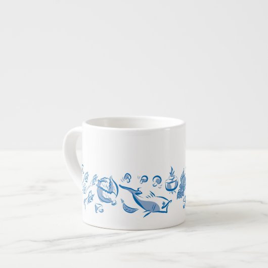 Chinese Keuken Inkt Tekening Espresso of Tea Cup Espresso Kop (Links)