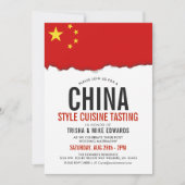 Chinese keuken | Party Flag Witte Uitnodiging (Voorkant)