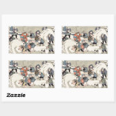 Chinese kinderen in de sneeuw rechthoekige sticker (Vel)