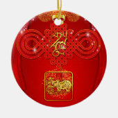 Chinese Knot Ox Year 2021 CRO Keramisch Ornament (Voorkant)