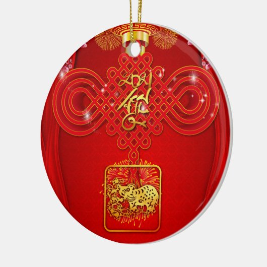 Chinese Knot Ox Year 2021 CRO Keramisch Ornament (Links)