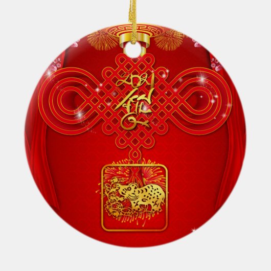 Chinese Knot Ox Year 2021 CRO Keramisch Ornament (Achterkant)