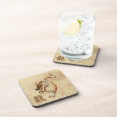 Chinese koperdraak op Faux Parchment Bier Onderzetter (Rechterzijde)