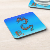 Chinese koperen draak op blauwhelmen drankjes onderzetter (Linkerzijde)