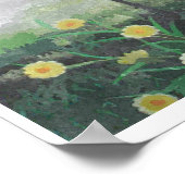 Chinese kraan met perzikbloesem-Waterverf Poster (Hoek)