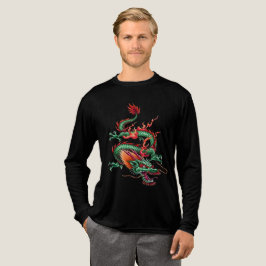 Chinese Kronkelende Draak Mythische Tijdscontrole Tri-Blend Shirt