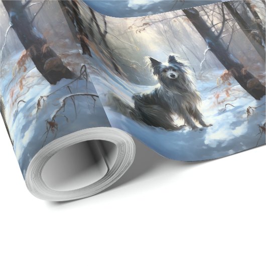 Chinese kuif laat het sneeuwKerstmis Cadeaupapier (Rol Hoek)