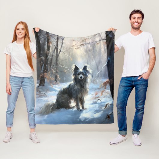 Chinese kuif laat het sneeuwKerstmis Fleece Deken (In situ)