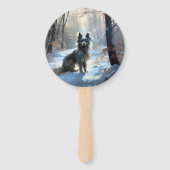 Chinese kuif laat het sneeuwKerstmis Handwaaier (Voorkant)