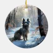 Chinese kuif laat het sneeuwKerstmis Keramisch Ornament (Achterkant)