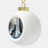 Chinese kuif laat het sneeuwKerstmis Keramische Bal Ornament (Rechts)