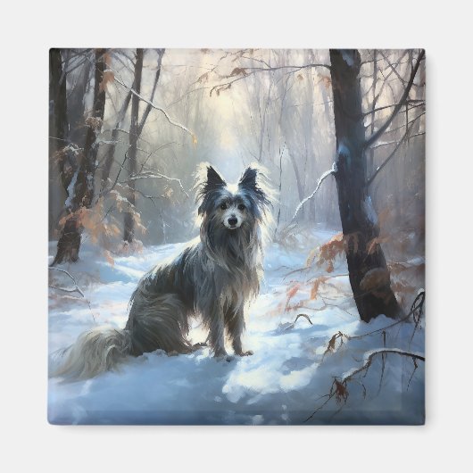 Chinese kuif laat het sneeuwKerstmis Magneet (Voorkant)