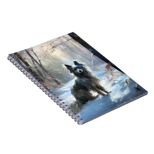 Chinese kuif laat het sneeuwKerstmis Notitieboek (Rechterzijde)