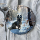 Chinese kuif laat het sneeuwKerstmis Ronde Button 6,0 Cm (In situ)