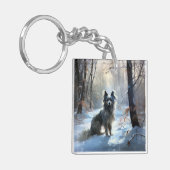 Chinese kuif laat het sneeuwKerstmis Sleutelhanger (Voorkant Links)