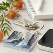 Chinese kuif laat het sneeuwKerstmis Sleutelhanger (Voorkant Rechts)