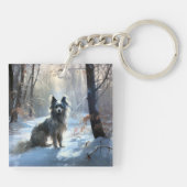 Chinese kuif laat het sneeuwKerstmis Sleutelhanger (Achterkant)